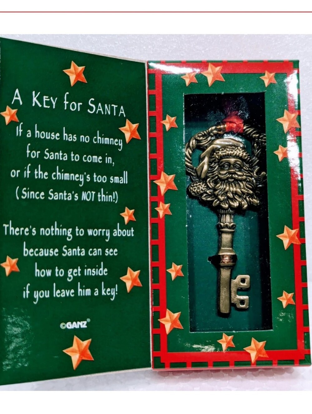 GANZ A Key For SANTA Holiday Key In Box in Green, Red & Gold